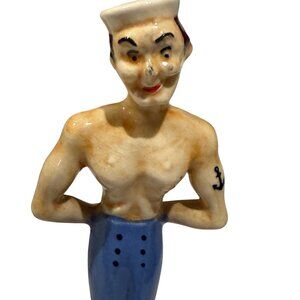Vintage G Nov Ceramic Sailor Salt Pepper Shaker Figurine Shirtless Japan RARE